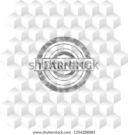 Yearning grey emblem with cube white background