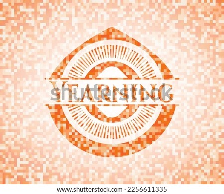 Yearning orange mosaic emblem. Vector Illustration. Detailed. 