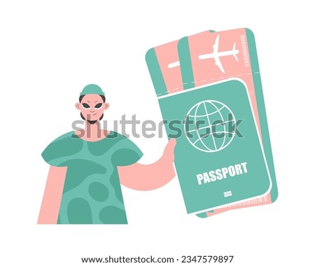 Yearning for for unused experiences Winds. Man with Around the world id and Plane Tickets.