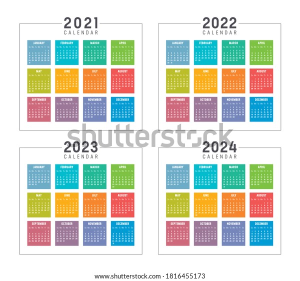 Years 2021 2022 2023 2024 Colorful Stock Vector Royalty Free 1816455173
