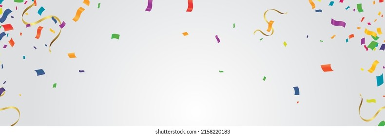 years anniversary and birthday with template design on background colorful balloon and colorful tiny confetti pieces for celebration