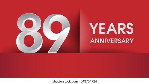 Years Anniversary celebration logo, flat design isolated on red background, vector elements for banner, invitation card and birthday party