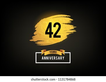 years anniversary celebration logotype with shiny golden brush, isolated on black background for use special celebration event