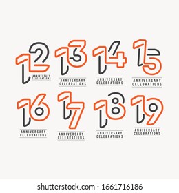 Ilustración de diseño de plantillas vectoriales de celebración de Años Aniversarios