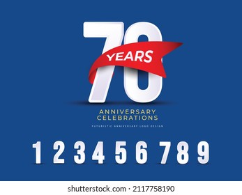 Years anniversary celebrations collections logo with ribbons. Gold color is elegant and luxurious.