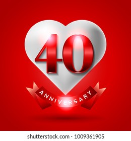 Years Anniversary Logo Celebration With Love And Ribbon. Valentine’s Day Anniversary.
