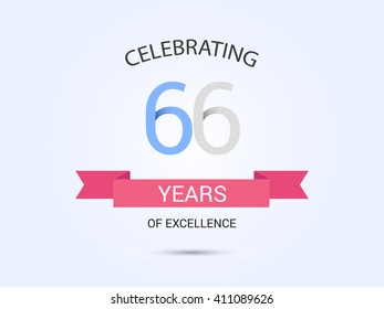  years anniversary, signs, symbols, simple design with red ribbon.
