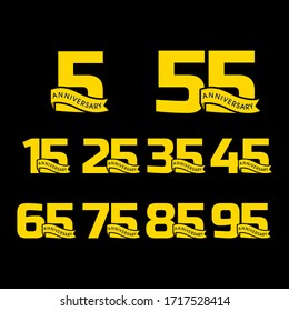  Years Anniversary Vector Template set