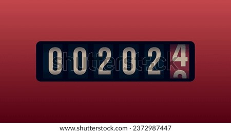 Years counter, digital measurement, electronic clock is shown with a 2024 numbers for 2024 year greeting card new year calendar or poster. Vector illustration