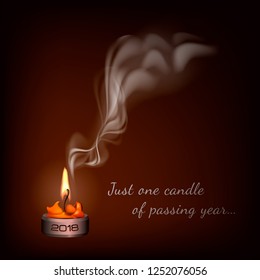 Year's end, summarizing of last period. Burning candle symbolizes the end of passing year.