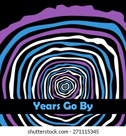 Years go by. Tree rings. Saw cut tree trunk vector.