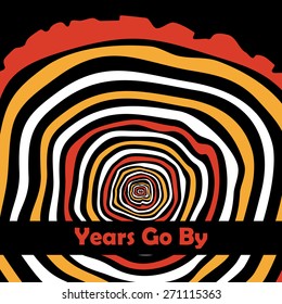 Years go by. Tree rings. Saw cut tree trunk vector.