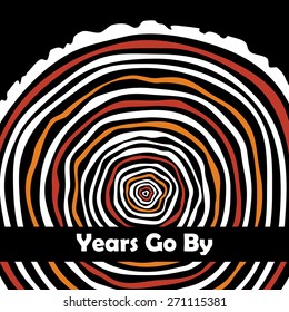 Years go by. Tree rings. Saw cut tree trunk vector.