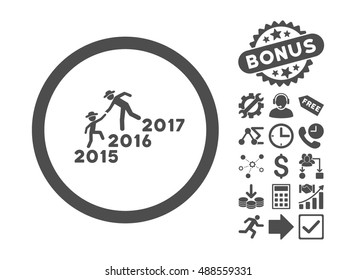Years Guys Help pictograph with bonus design elements. Vector illustration style is flat iconic symbols, gray color, white background.