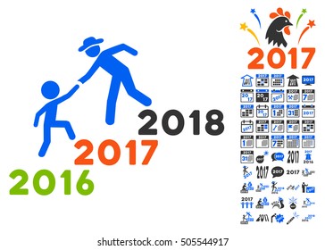 Years Guys Help pictograph with bonus 2017 new year clip art. Vector illustration style is flat iconic symbols,modern colors.