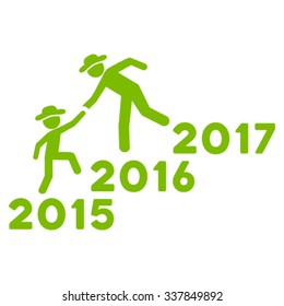 Years Guys Help vector icon. Style is flat symbol, eco green color, rounded angles, white background.