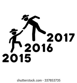 Years Guys Help vector icon. Style is flat symbol, black color, rounded angles, white background.