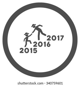 Years Guys Help vector icon. Style is flat circled symbol, gray color, rounded angles, white background.