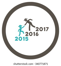 Years Guys Help vector icon. Style is bicolor flat circled symbol, grey and cyan colors, rounded angles, white background.