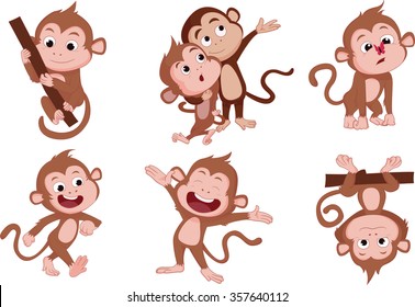 The years of monkeys set.Vector and illustration Cartoon character on a white background.