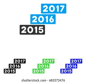 Years Stairs vector icon. Illustration style is a flat iconic colored symbol with different color versions.