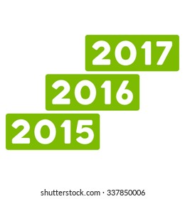Years Stairs vector icon. Style is flat symbol, eco green color, rounded angles, white background.