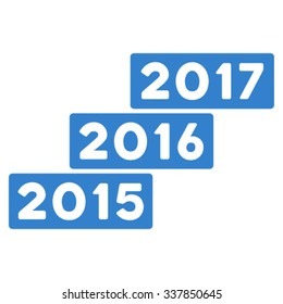 Years Stairs vector icon. Style is flat symbol, cobalt color, rounded angles, white background.