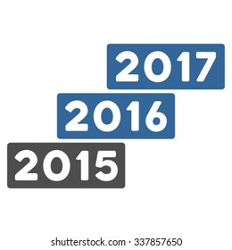 Years Stairs vector icon. Style is bicolor flat symbol, cobalt and gray colors, rounded angles, white background.