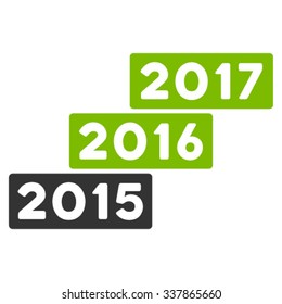 Years Stairs vector icon. Style is bicolor flat symbol, eco green and gray colors, rounded angles, white background.