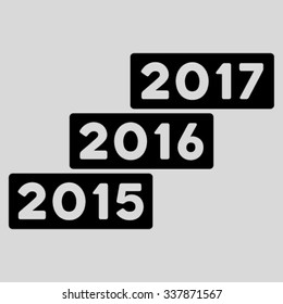 Years Stairs vector icon. Style is flat symbol, black color, rounded angles, light gray background.