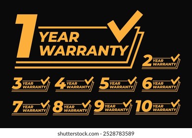 years warranty product complete vector set