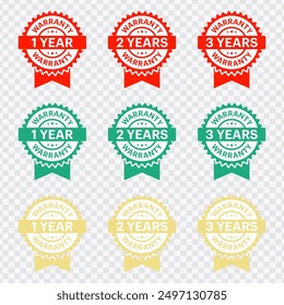 "Years warranty sign collection. Minimalist design in red color. Simple and elegant vector."