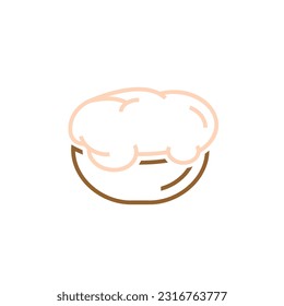 Yeast dough in a bowl. Linear icon of raw risen dough for baking. Simple outline icon, pictogram, sign. Traditional cooking concept. Editable isolated vector illustration on a  transparent background