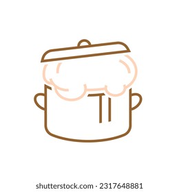 Yeast dough in a pot. Linear icon of raw risen dough for baking. Simple outline icon, pictogram, sign. Traditional cooking concept. Editable isolated vector illustration on a  transparent background