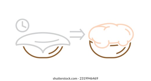 Yeast dough. Time for making the pastry. Cooking, baking concept. Editable sign, pictogram, symbol. Vector illustration in flat style isolated on a white background.