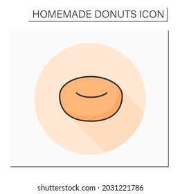 Yeast doughnut color icon. Fresh and tasty fluffy texture home baked donuts. Concept of appetizing food and pastry, children treat and cooking. Isolated vector illustration