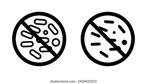 Yeast free icon set. Non yeast without bactaira product vector symbol in a black filled and outlined style.