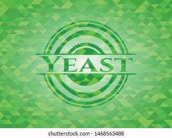 Yeast green emblem with triangle mosaic background. Vector Illustration. Detailed.