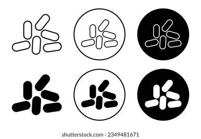 yeast icon set. bacteria infection vector symbol in black filled and outlined style. 