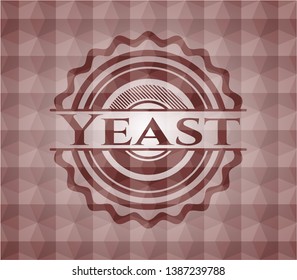 Yeast red badge with geometric pattern background. Seamless.