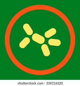 Yeast vector icon. Style is bicolor flat rounded symbol, orange and yellow colors, rounded angles, green background.