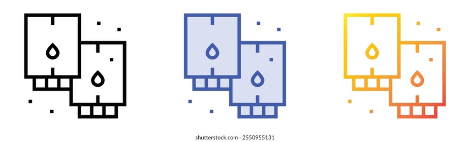 Icono de la pluma del ojo. Lineal, relleno azul y diseño de estilo degradado aislado sobre fondo blanco