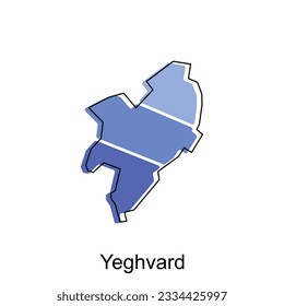 Mapa de Yeghvard. mapa vectorial de Armenia modelo de diseño de vectores de país, adecuado para su empresa
