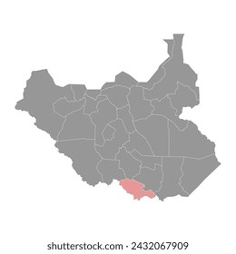 Yei River State map, administrative division of South Sudan. Vector illustration.