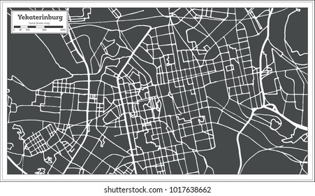 Yekaterinburg Russia City Map in Retro Style. Outline Map. Vector Illustration.