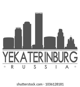 Yekaterinburg Russia Skyline Silhouette Design City Vector Art Famous Buildings.