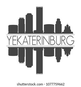 Yekaterinburg Russia Skyline Vector Art Mirror Silhouette Emblematic Buildings