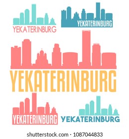 Yekaterinburg Russian Federation Flat Icon Skyline Vector Silhouette Design Set Logos.