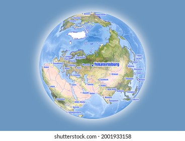 Yekaterinburg-Russia is shown on vector globe map. The map shows Yekaterinburg-Russia 's location in the world.