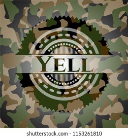 Yell on camouflage texture